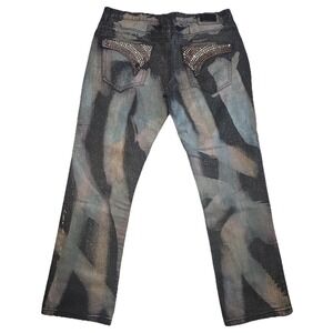 Robin's Jean Motard SF5475 Studded Wing Pocket Distressed Biker Denim Jeans 40